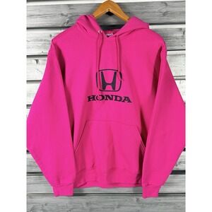 Vintage Y2K Jerzees Honda Sweatshirt Mens M Hot Pink Long Sleeve Hoodie shirt